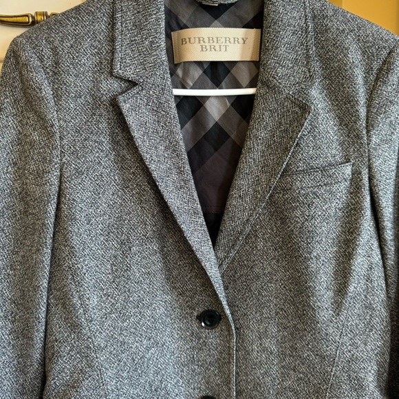Burberry Brit Wool Tweed Coat Blazer, Quilted Lining, Gray, Women’s UK8/US6 - Picture 4 of 16